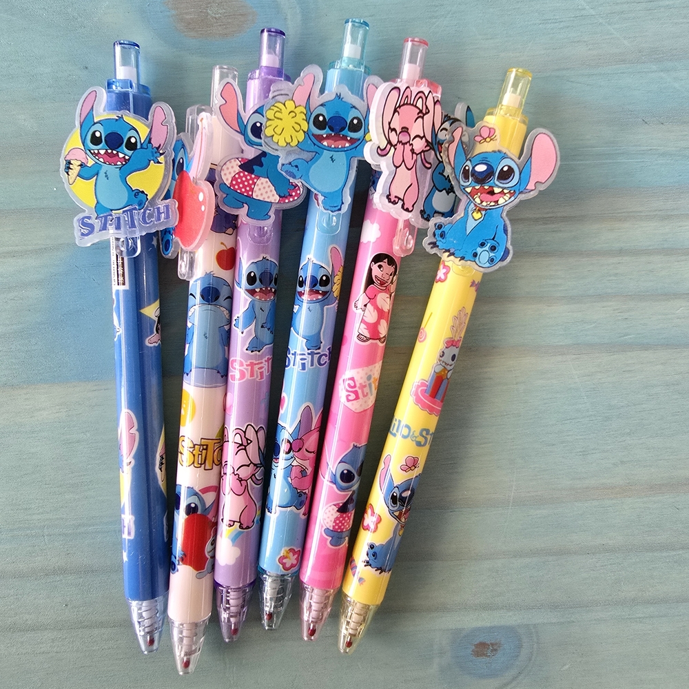 Stitch Character Themed Pen Set - Blue, Pink, Yellow